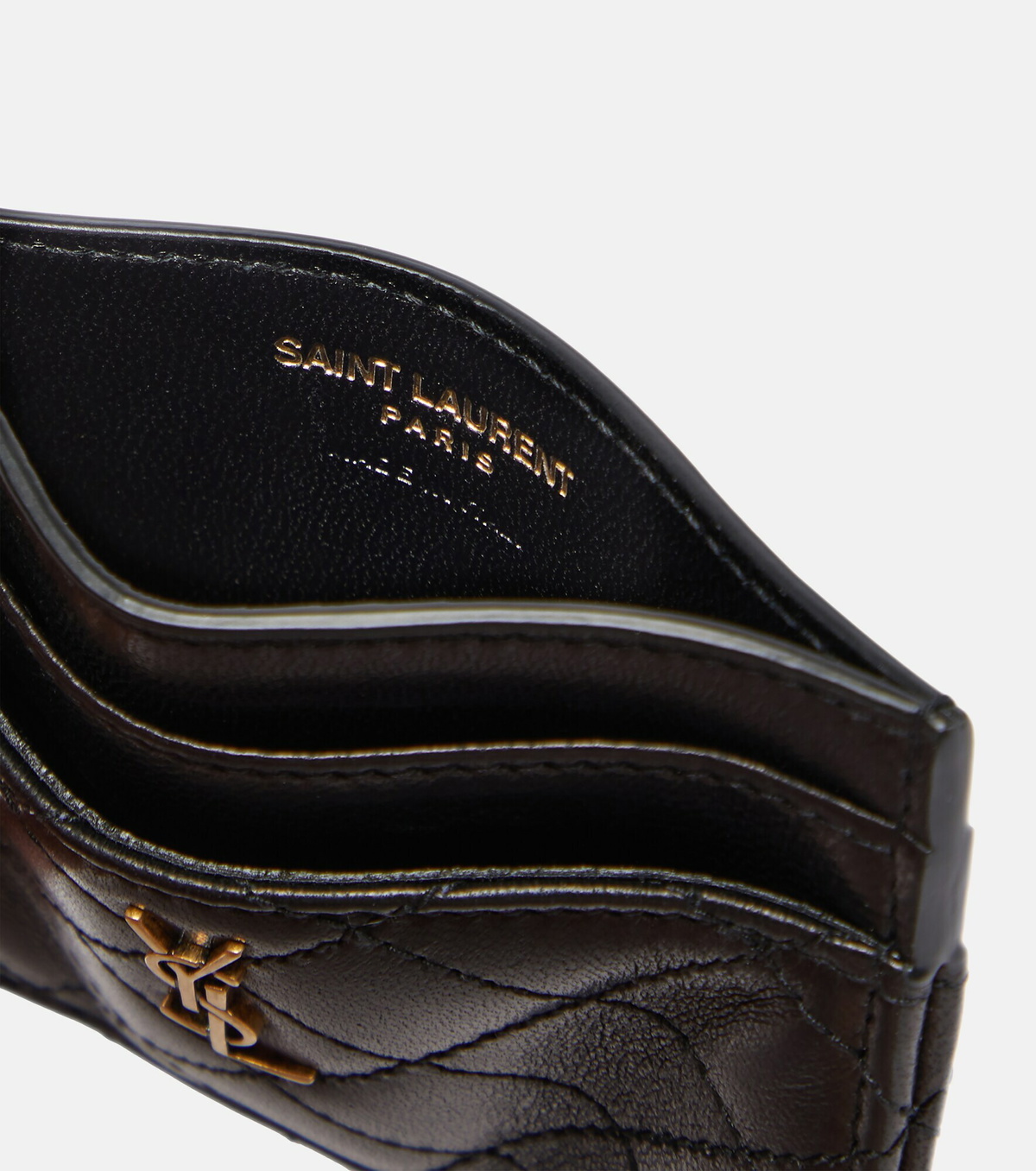 【SAINT LAURENT】GABY CARD WALLET Saint Laurent Gaby YSL Card Case in Quilted Leather | Neiman