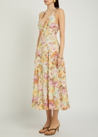Faithfull The Brand Murano Floral-print Linen Midi Dress Multicoloured