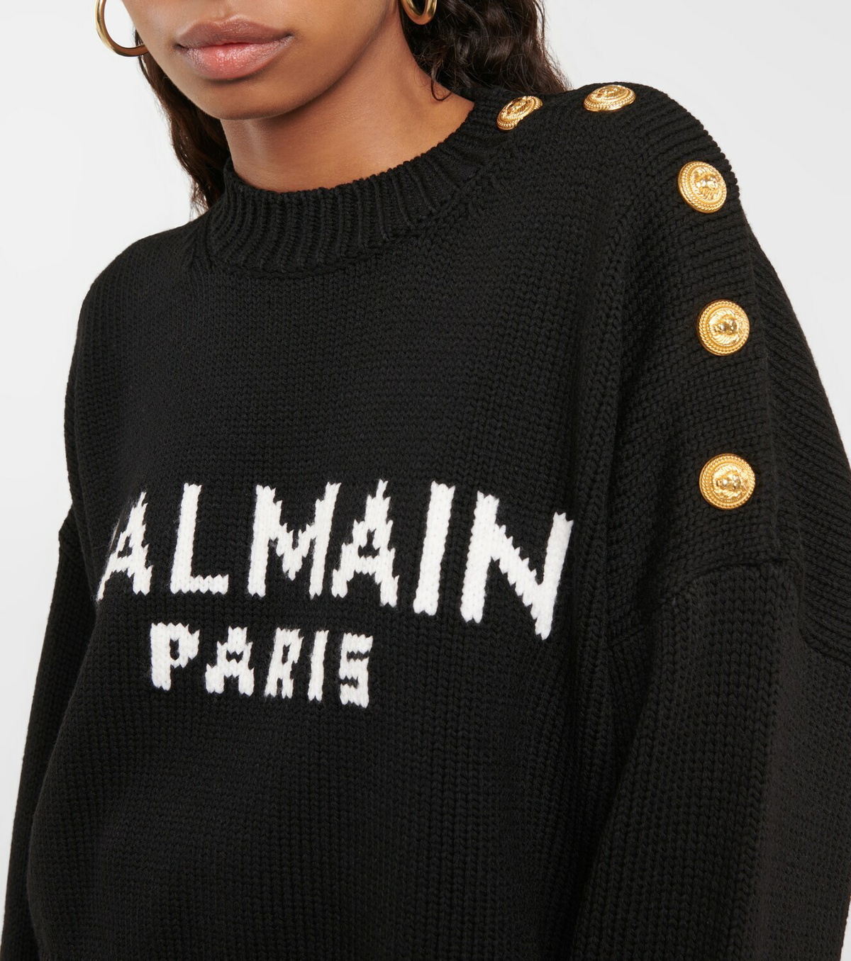 Balmain - Logo intarsia wool-blend sweater Balmain