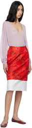 Wales Bonner Red & Off-White Triumph Midi Skirt