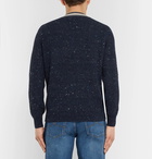 Brunello Cucinelli - Stripe-Trimmed Mélange Virgin Wool-Blend Sweater - Men - Blue