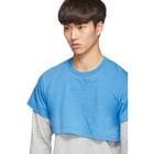 Comme des Garcons Shirt Blue and Grey 2-Tone Long Sleeve T-Shirt