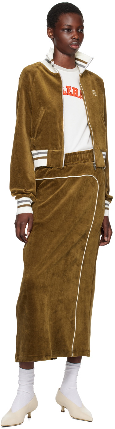 Kijun Brown Embroidered-Logo Track Jacket