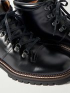 Mr P. - Jacques Glossed-Leather Hiking Boots - Black