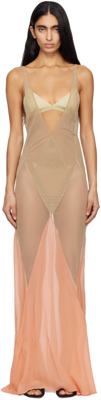 Photo: The Attico Beige & Pink Maxi Dress