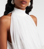David Koma Draped floral-appliqué gown
