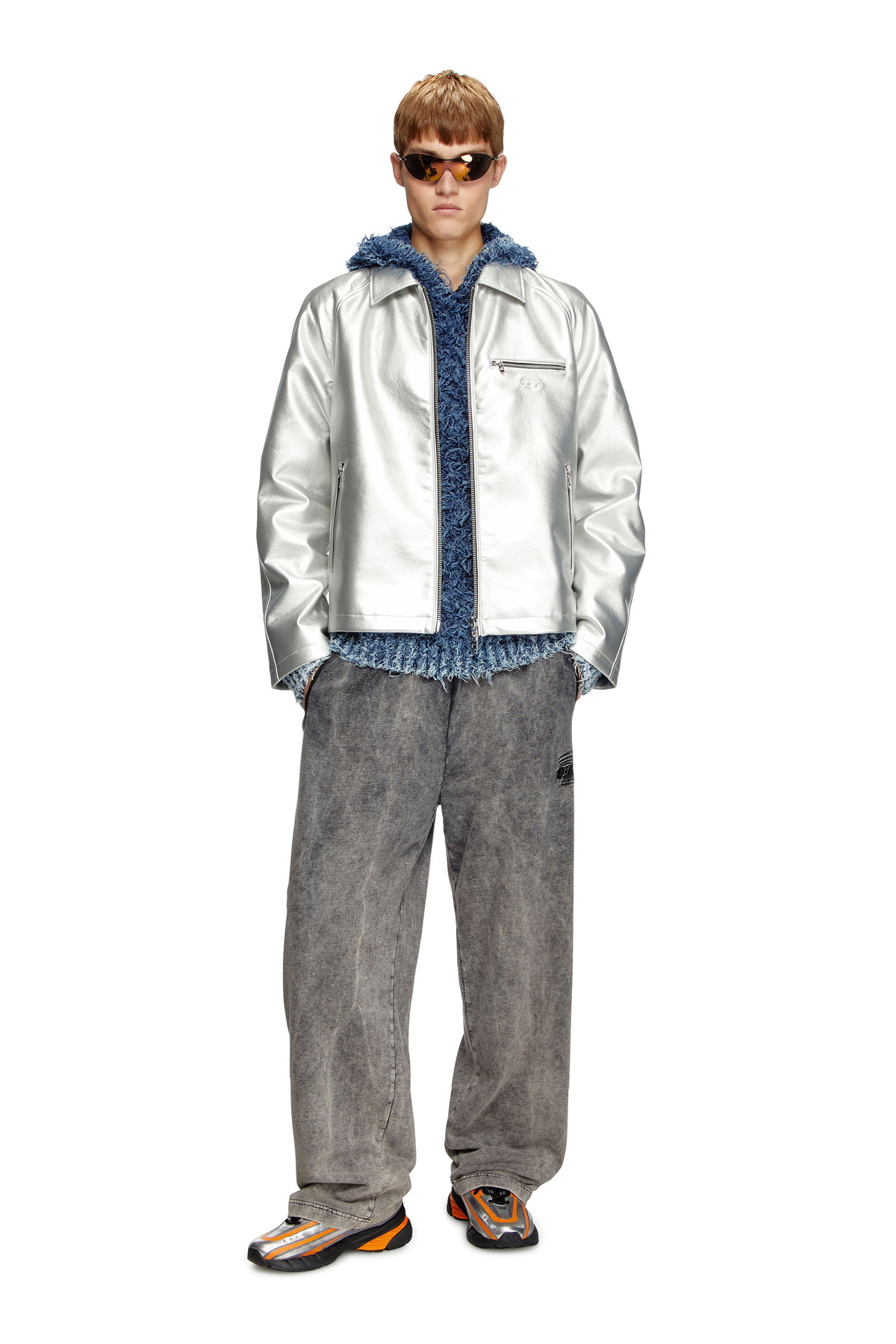 Diesel Metallic coach jacket - Jackets - Unisex - Silver Diesel