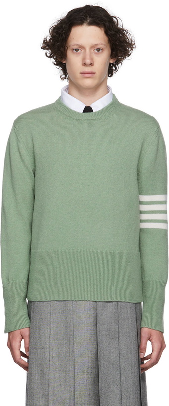 Photo: Thom Browne Green 4-Bar Sweater