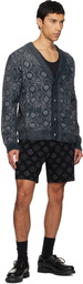 Casablanca Gray Fluffy Monogram Cardigan