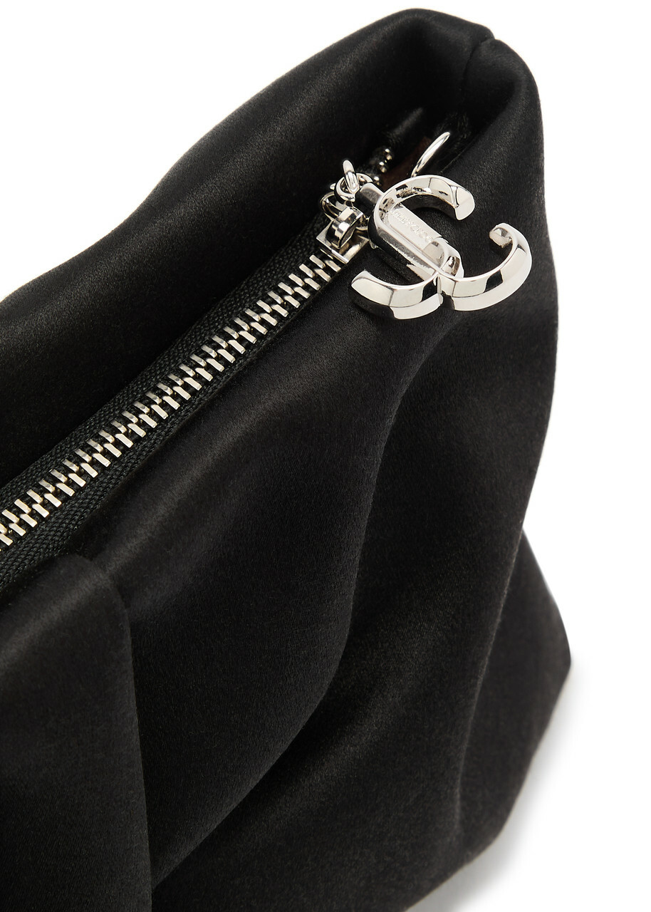 Jimmy Choo Bonny Gathered Satin Clutch - Black - One Size