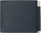 TOM FORD Navy Small Grain Leather Money Clip Wallet