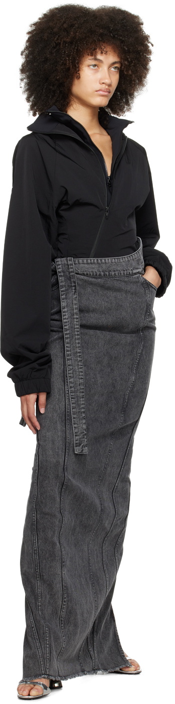 Jade Cropper Gray Cutout Denim Maxi Skirt