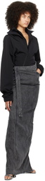 Jade Cropper Gray Cutout Denim Maxi Skirt