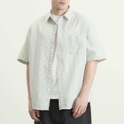 FrizmWORKS Men's OG Stripe Seersucker Short Sleeve Shirt in Green