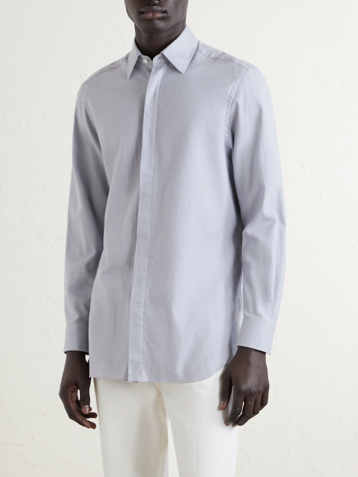 Dunhill - Cotton and Cashmere-Blend Shirt - Blue