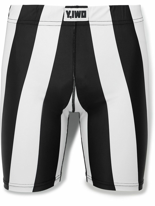 Photo: Y,IWO - Striped Stretch-Jersey Shorts - Black