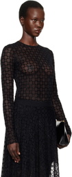 Givenchy Black Shiny Monogram 72 Tulle Bodysuit