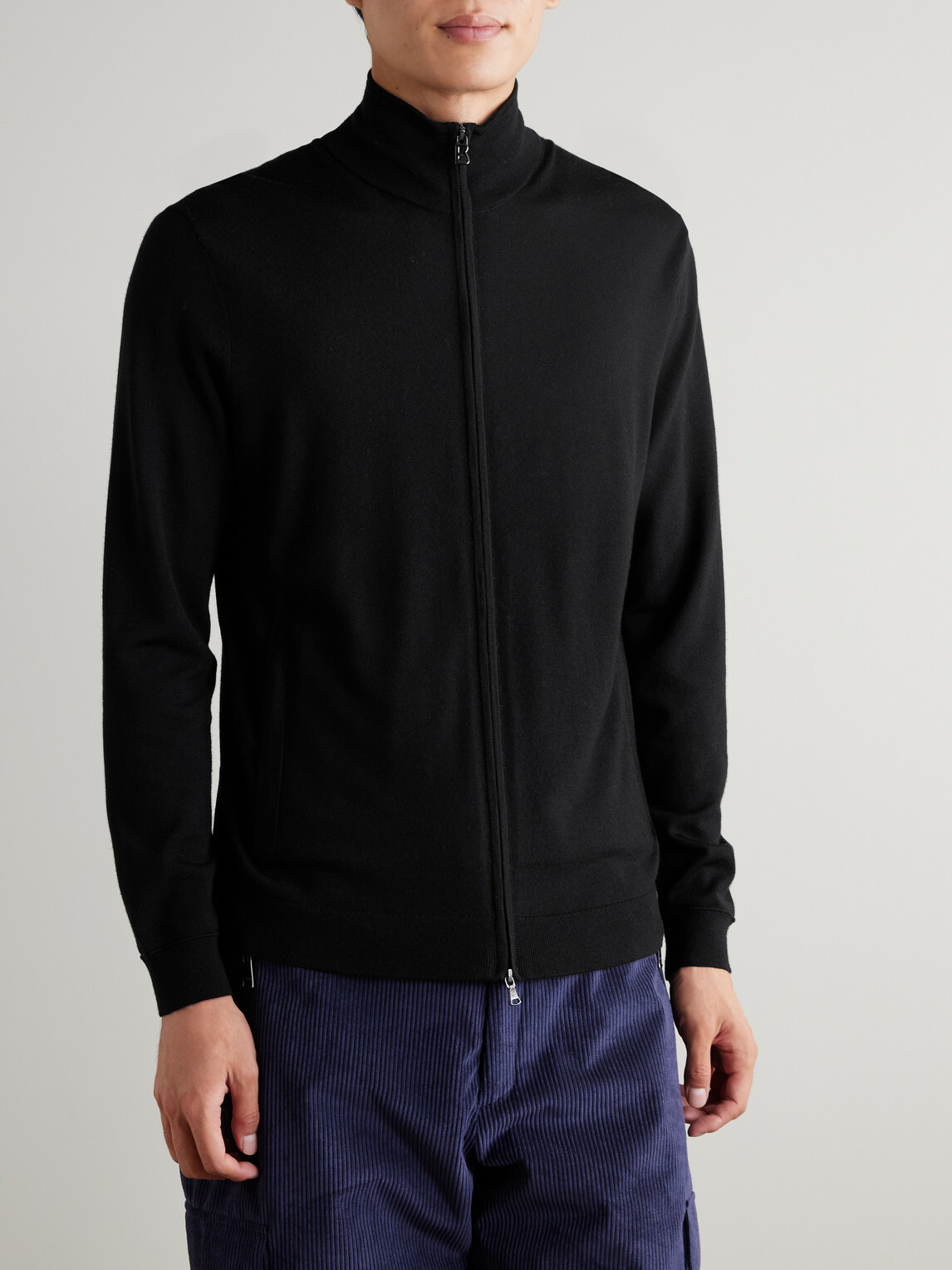 BOGNER - Oscar Virgin Wool Zip-Up Cardigan - Black