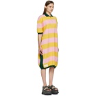 Sunnei Pink and Yellow Striped Knit Polo Dress