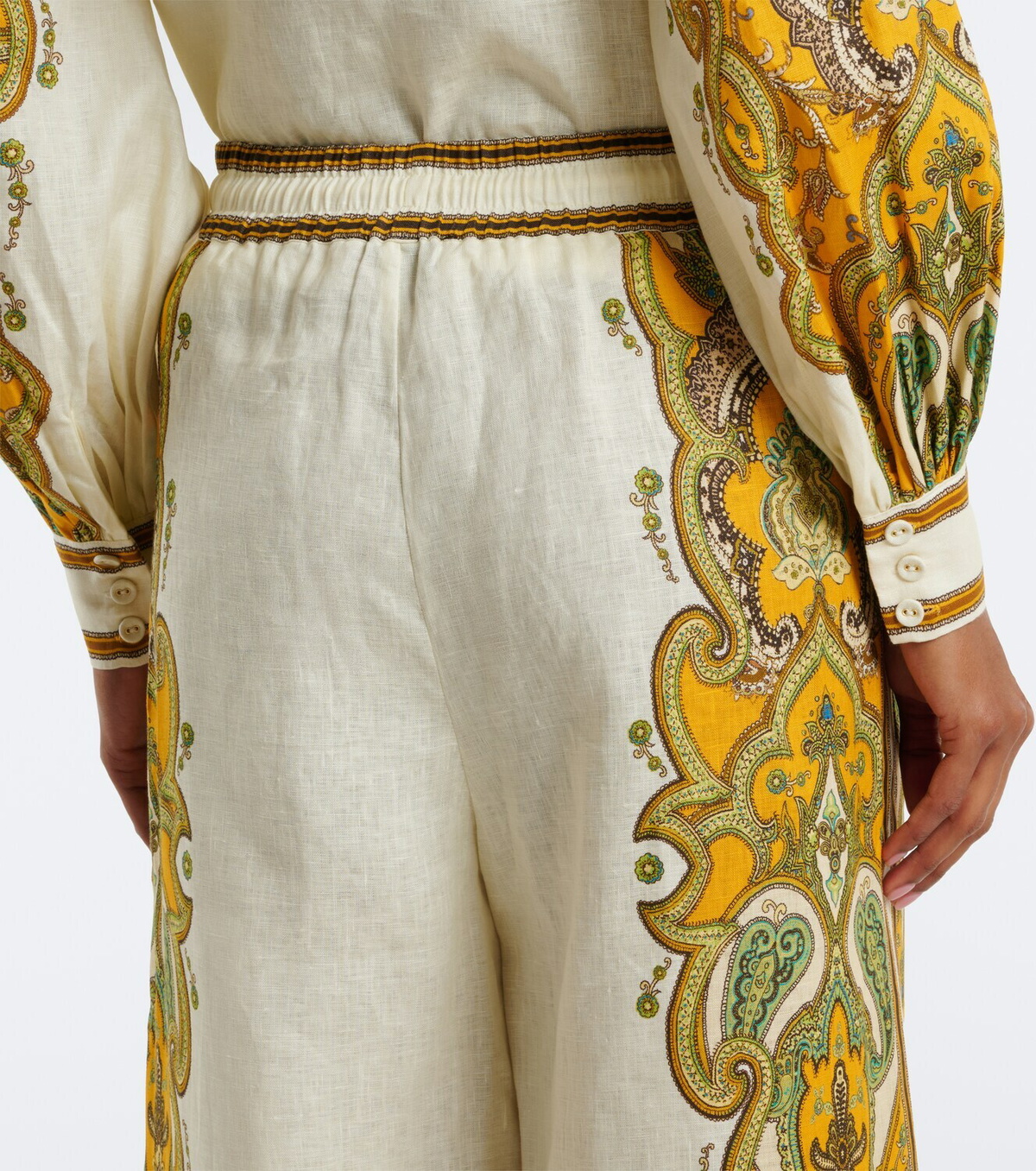 Alémais Porter printed linen wide-leg pants