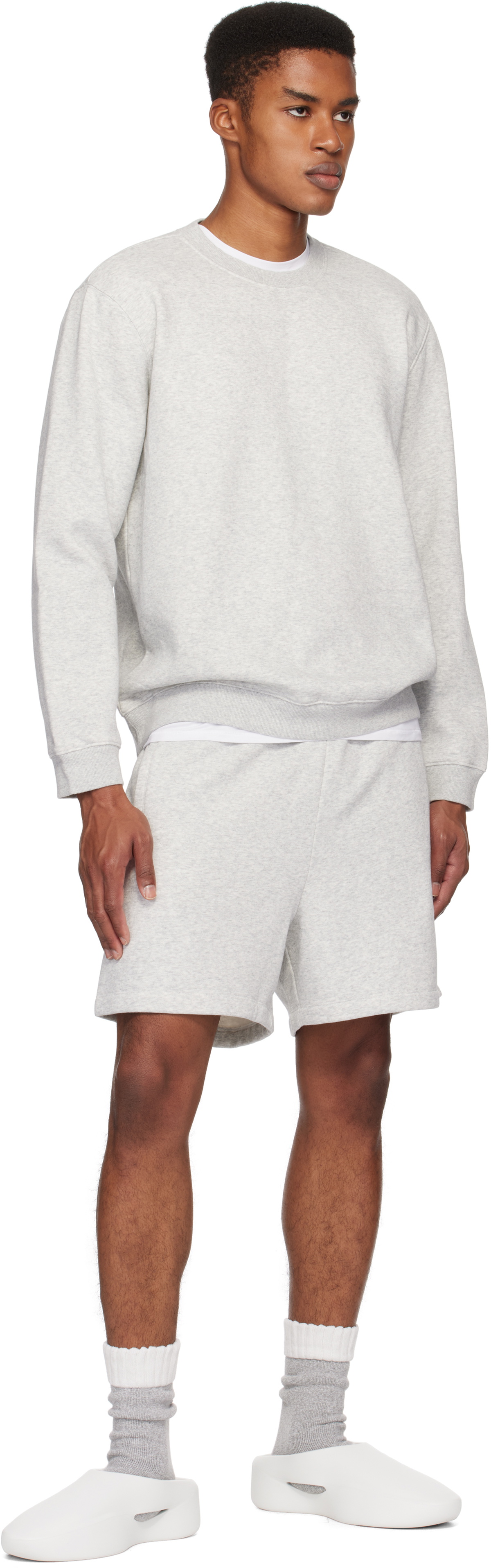 SKIMS Gray Fleece Lounge Classic Crewneck Sweatshirt