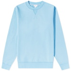 Sunspel Men's Loopback Crew Sweat in Cyan Blue