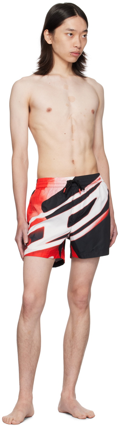 【DIESEL】Bmbx-Ken-37-Zip Men's Mid-length swim shorts with denim print | Blue | Diesel