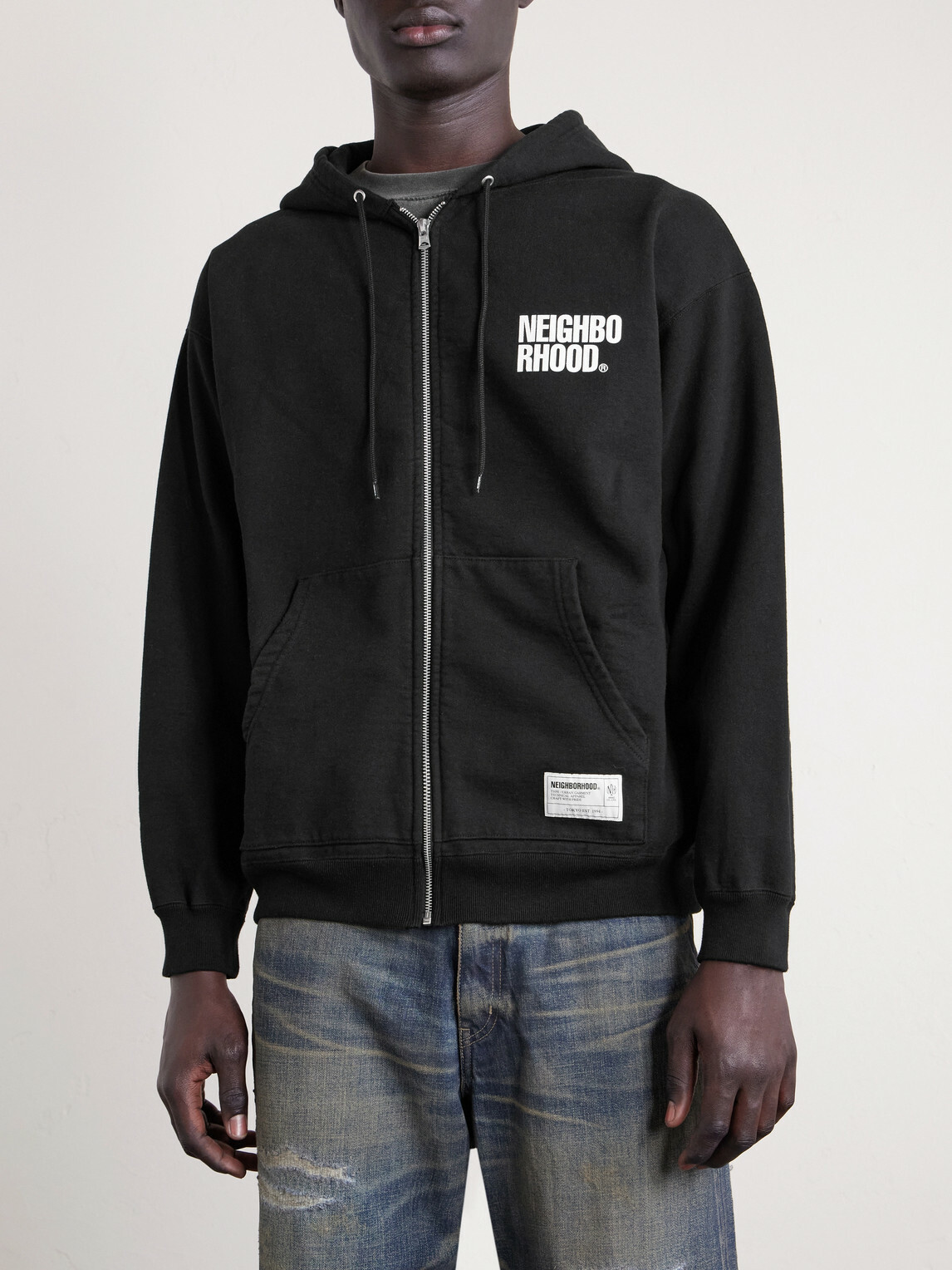 Neighborhood - Logo-Print Cotton-Jersey Hoodie - Black Neighborhood