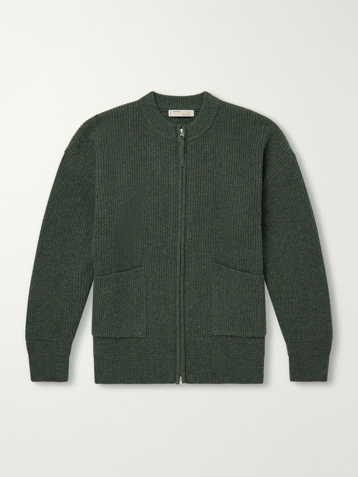 FrizmWORKS - Ribbed-Knit Wool-Blend Zip-Up Cardigan - Green