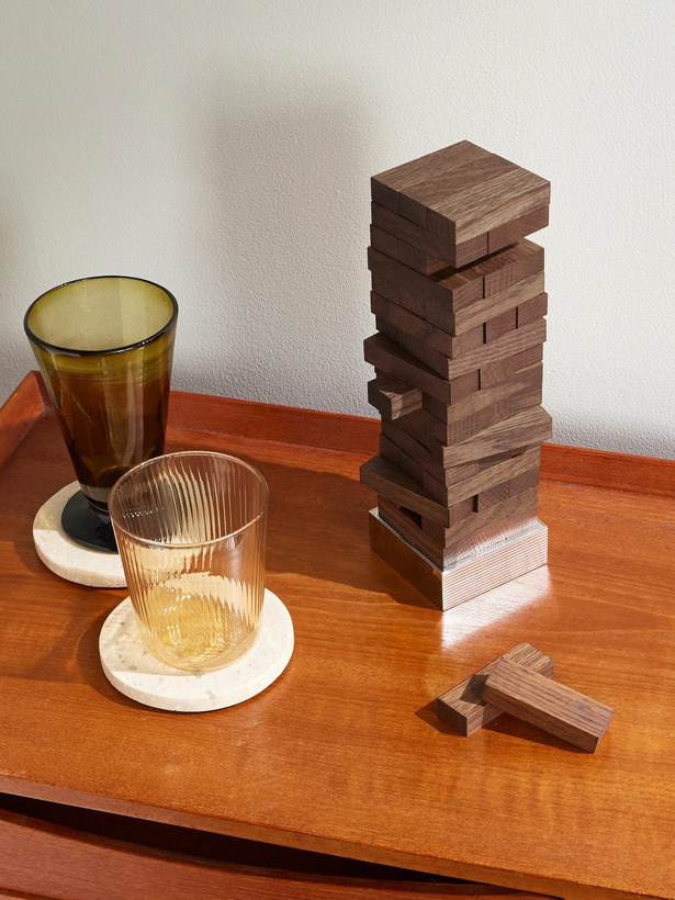 Photo: Dunhill - Oak Topple Blocks and Palladium-Plated Lighter Set