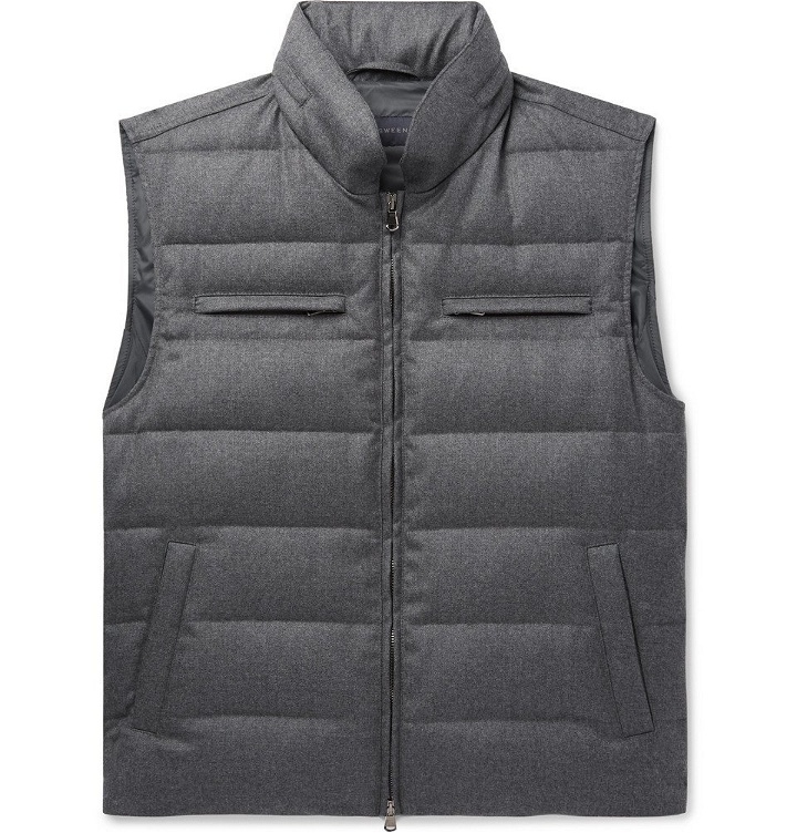 Photo: Thom Sweeney - Quilted Wool Hooded Down Gilet - Men - Gray