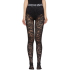 Versace Underwear Black Lace Empire Band Tights