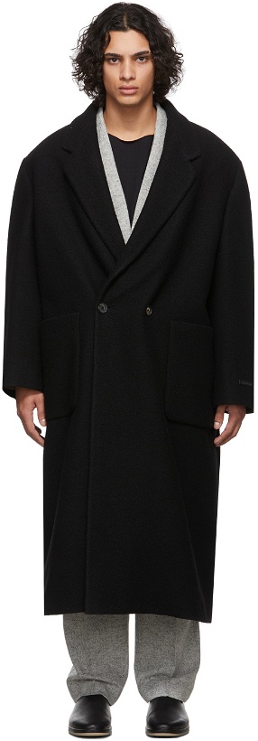 Photo: Fear of God Black Wool Boucle Overcoat