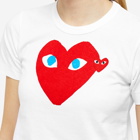 Comme des Garçons Play Women's Double Heart Logo T-Shirt in White/Red