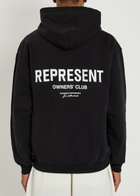 Represent Owners' Club Logo Hooded Cotton Sweatshirt Black