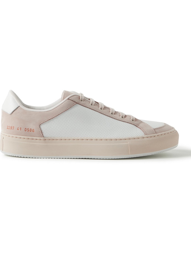 Photo: COMMON PROJECTS - Retro '70s Nubuck-Trimmed Perforated Leather Sneakers - White