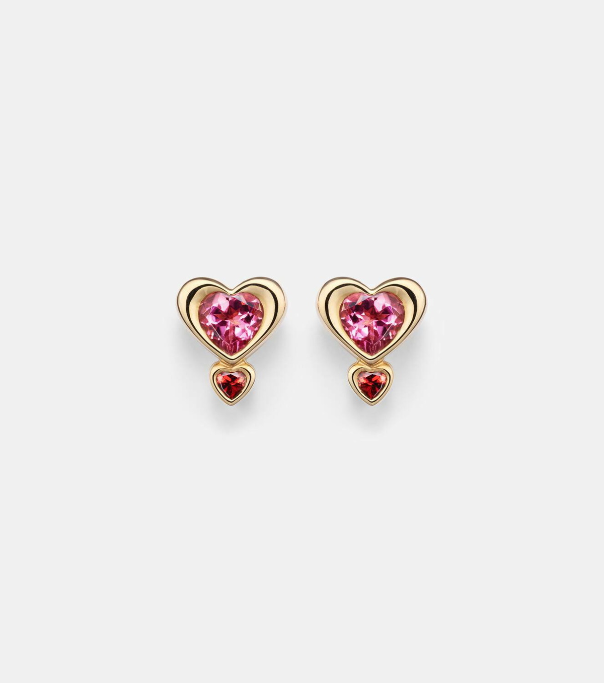 Roxanne First 14kt gold single earring with tourmaline and garnet