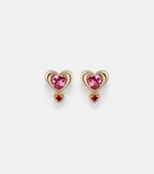 Roxanne First 14kt gold single earring with tourmaline and garnet