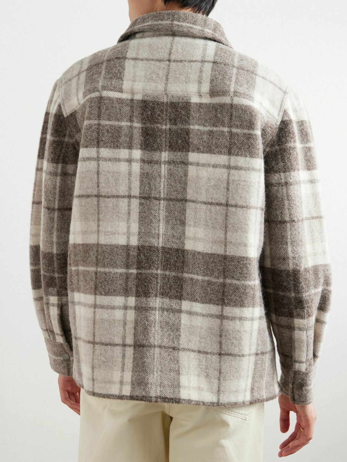 Alanui - Checked Brushed Wool and Alpaca Overshirt - Brown