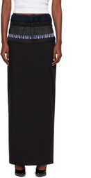 Edward Cuming Black Stacked Tailored Midi Skirt