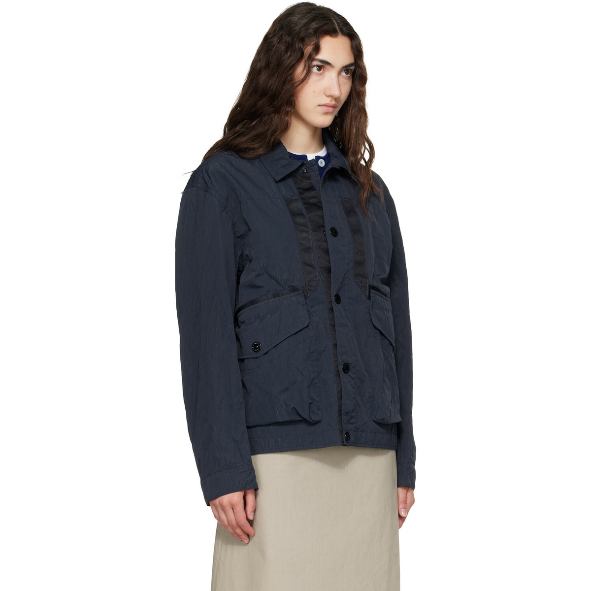 Stone Island Navy Q100008 Warp Rib Nylon-TC Jacket