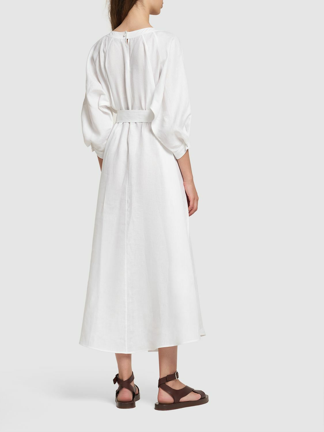 LORO PIANA - Mina Solaire 3/4 Sleeve Linen Midi Dress Loro Piana LORO PIANA - Mina Solaire 3/4 Sleeve Linen Midi Dress Loro Piana