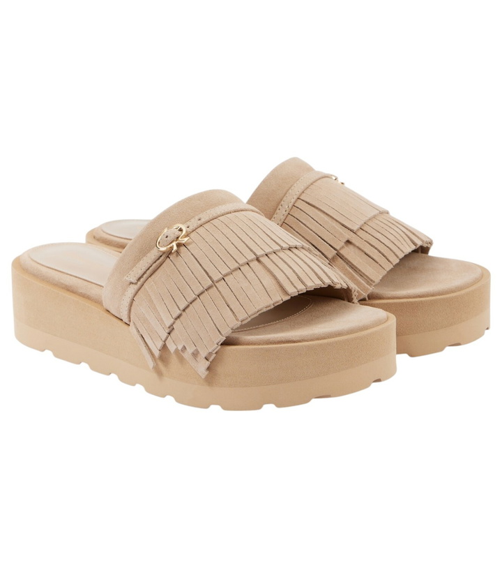 Photo: Gianvito Rossi Fringed suede platform slides