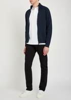 Boss Fine-knit Cotton and Wool-blend Cardigan Navy