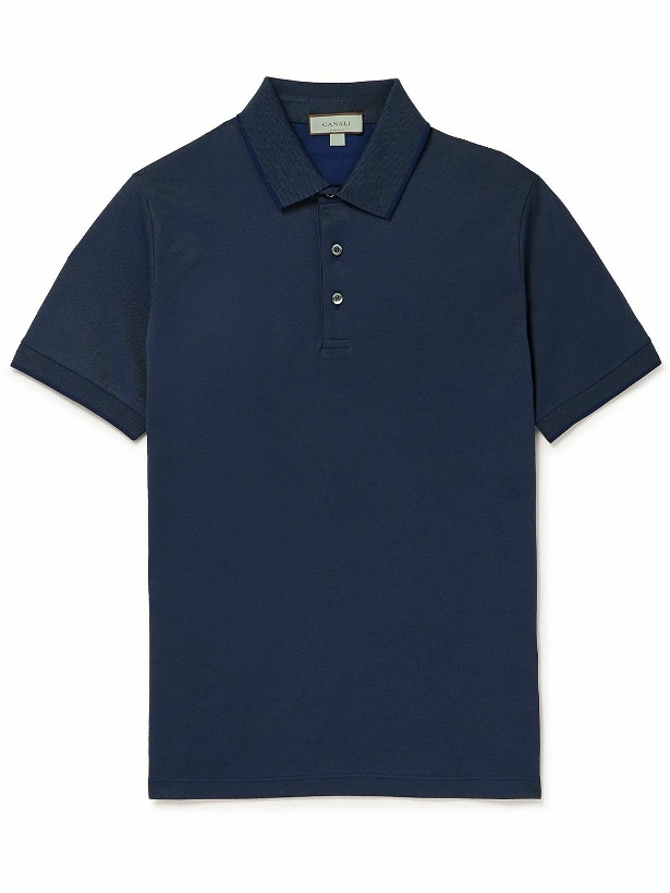 Photo: Canali - Cotton-Piqué Polo Shirt - Blue