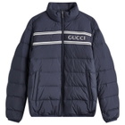 Gucci Men's Logo Lightweight Down Jacket in Navy
