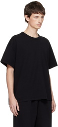 Les Tien Black Lightweight Binded Neck Oversized T-shirt