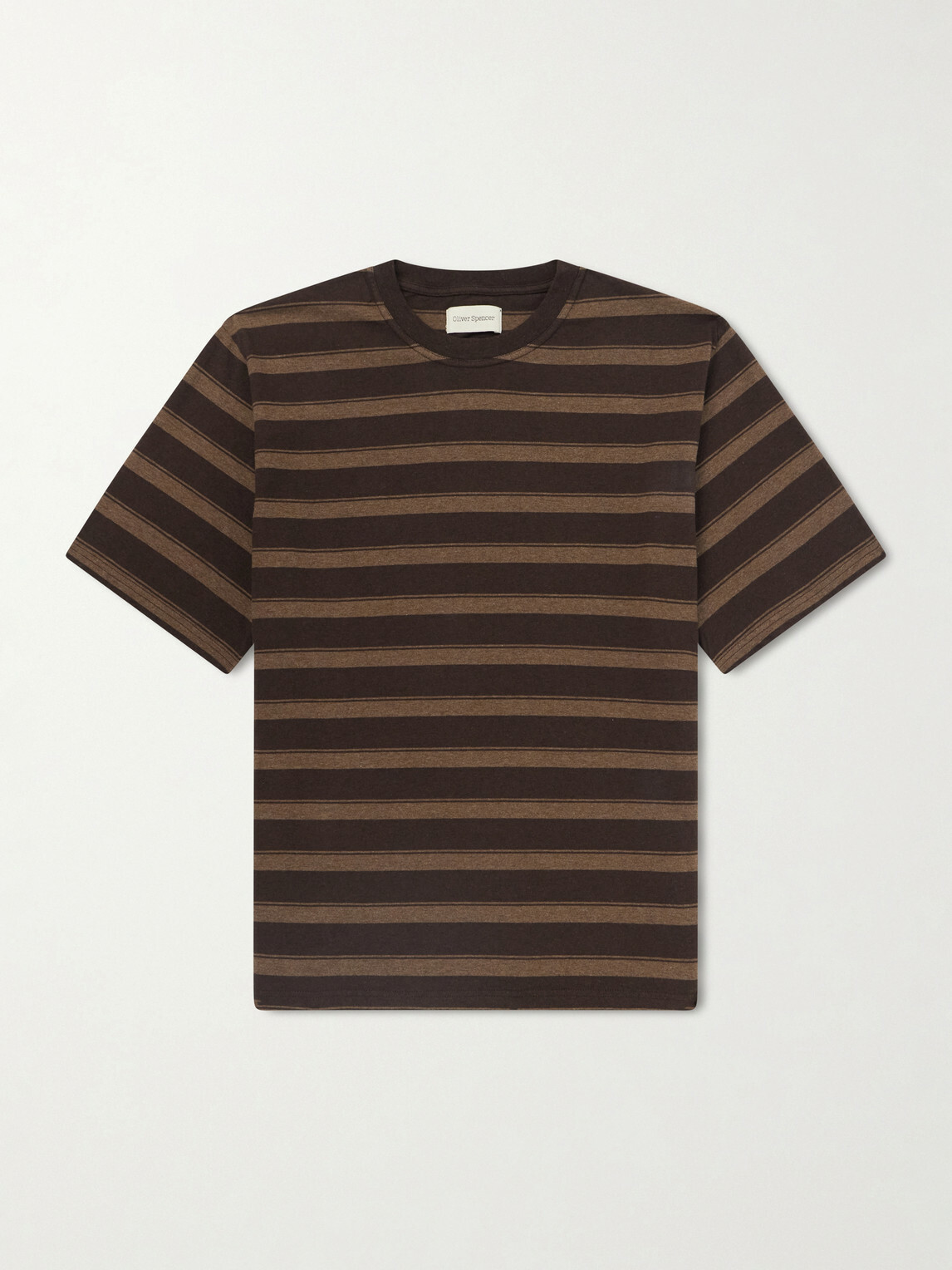 Oliver Spencer - Judd Striped Organic Cotton T-Shirt - Brown