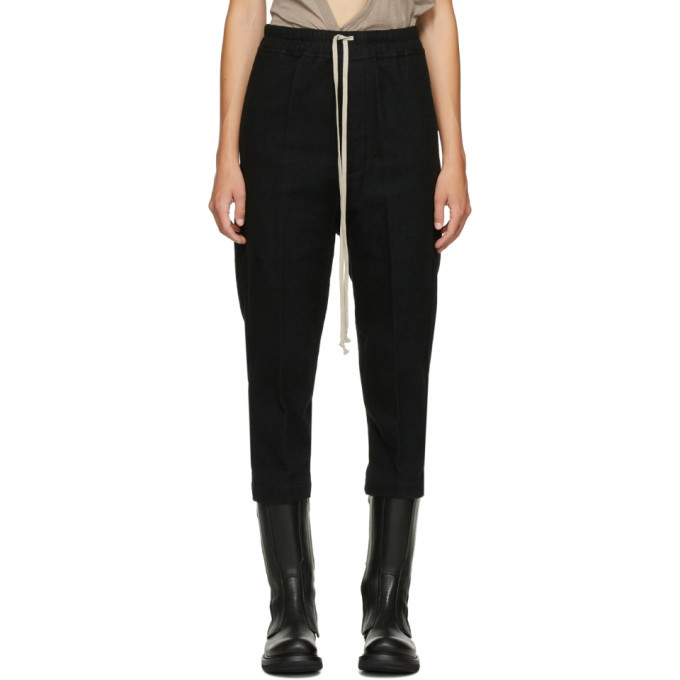 Rick Owens Black Wool Cropped Astaire Drawstring Trousers Rick Owens