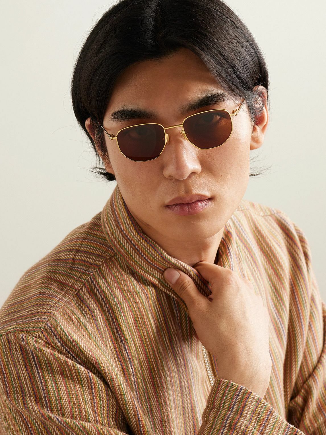 Bottega Veneta - Round-Frame Gold-Tone Sunglasses Bottega Veneta display picture 1